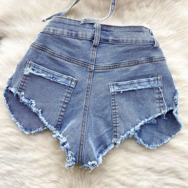 Sable Halter Denim Top & Shorts Two-piece