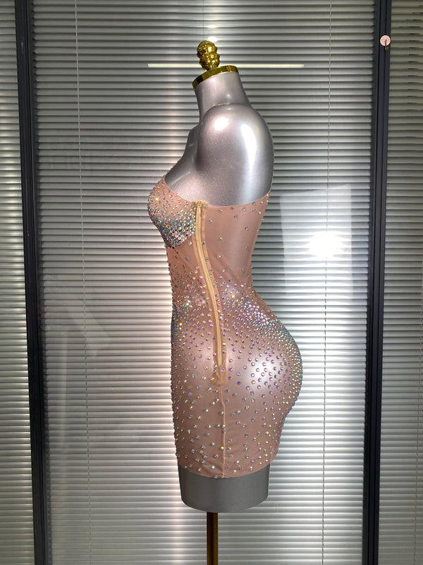 Celeste Crystal One-Shoulder Mini Dress