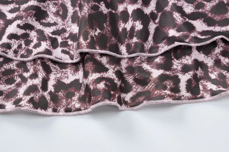 Fawn Leopard Lace-Ruffle Mini Dress