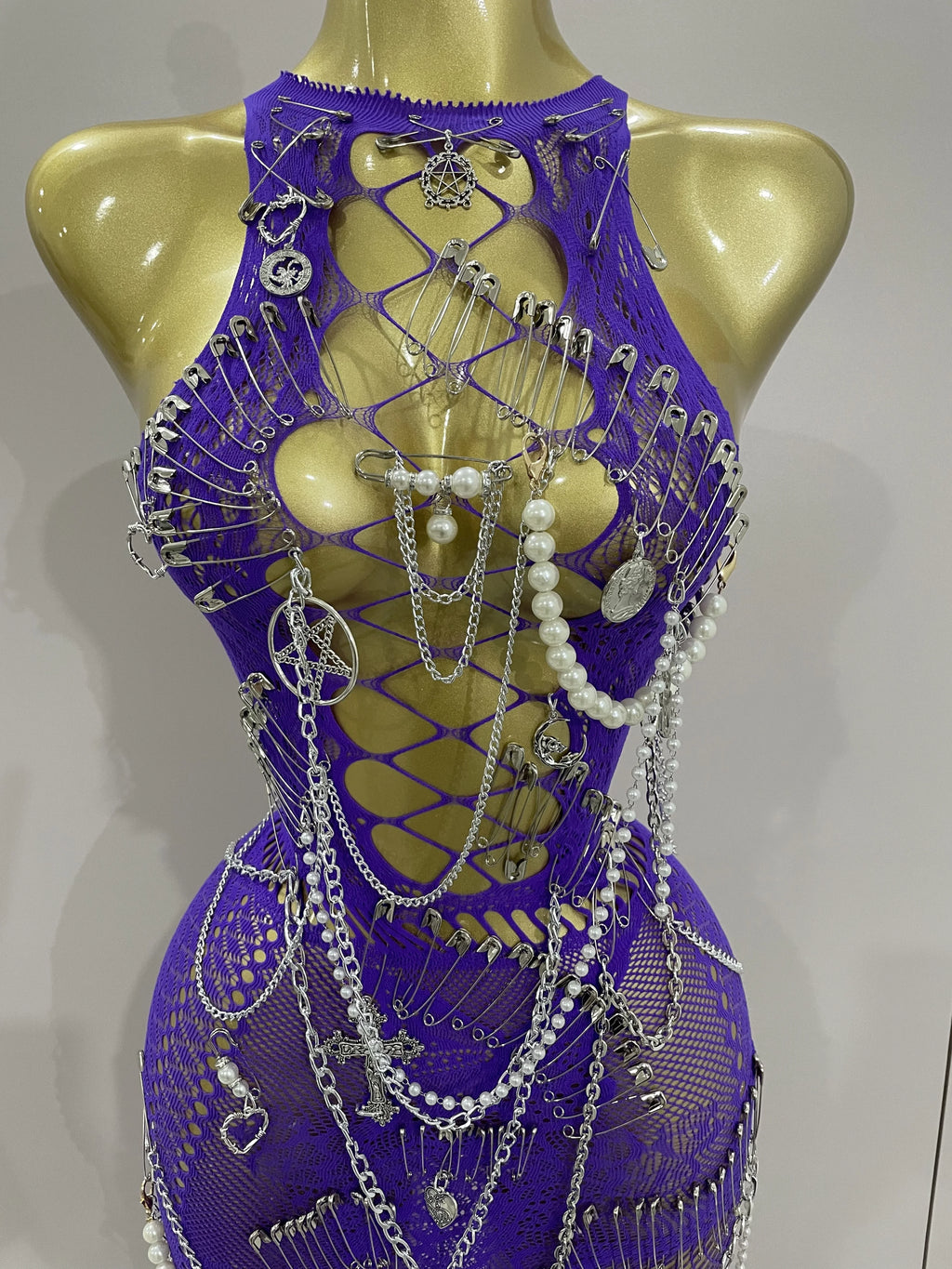 Dahlia Chain-Beaded Sheer Mesh Midi Dress