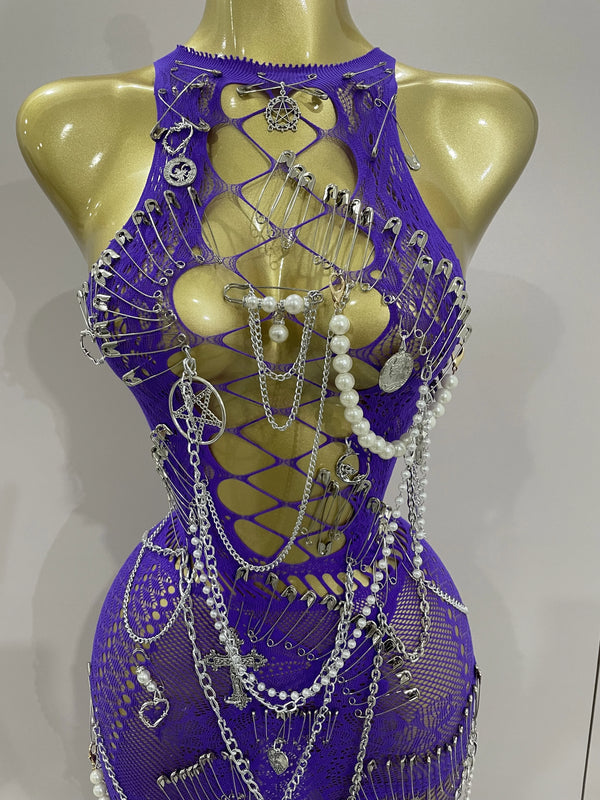 Dahlia Chain-Beaded Sheer Mesh Midi Dress