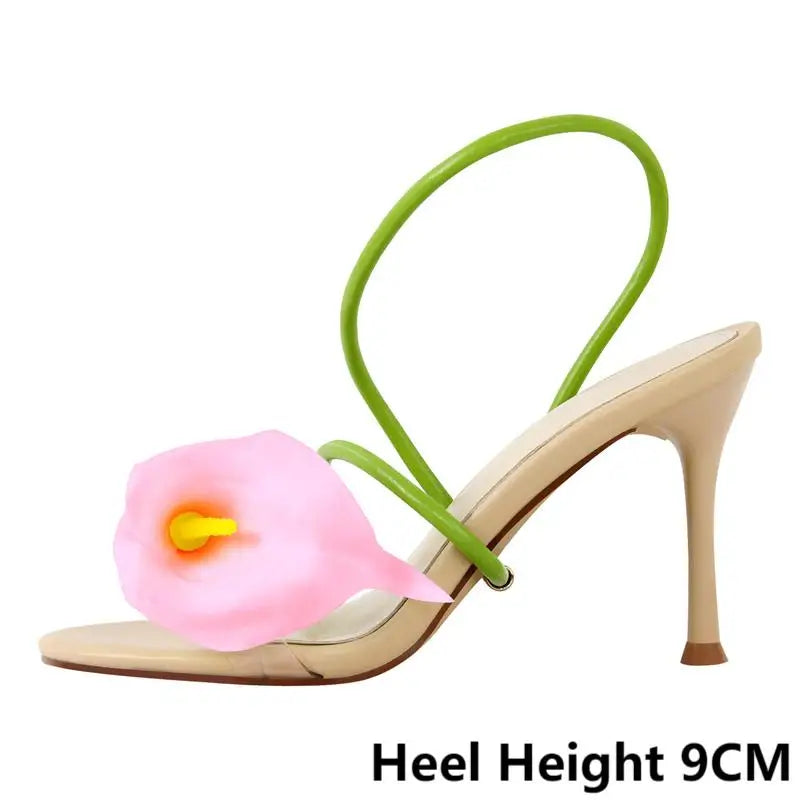 Calla Lily Slingback Kitten-Heel Sandals
