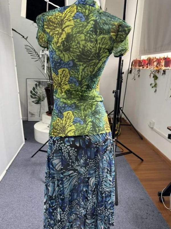 Jade Butterfly Cutout Slit Midi Dress