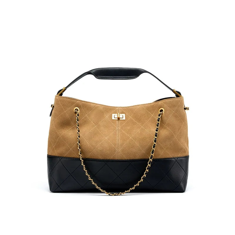 Verona Diamond-Quilt Leather Tote