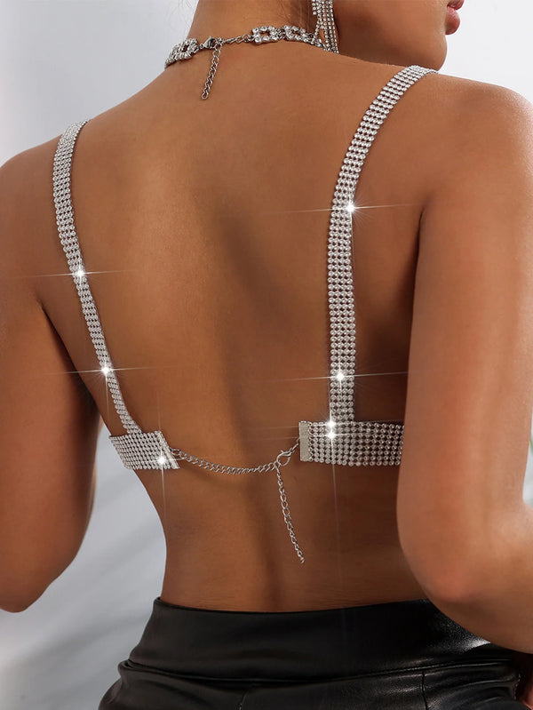 Sexy y2k clothes rhinestone corset crop top women summer hotwife see through cropped tank tops woman beach club party halter top