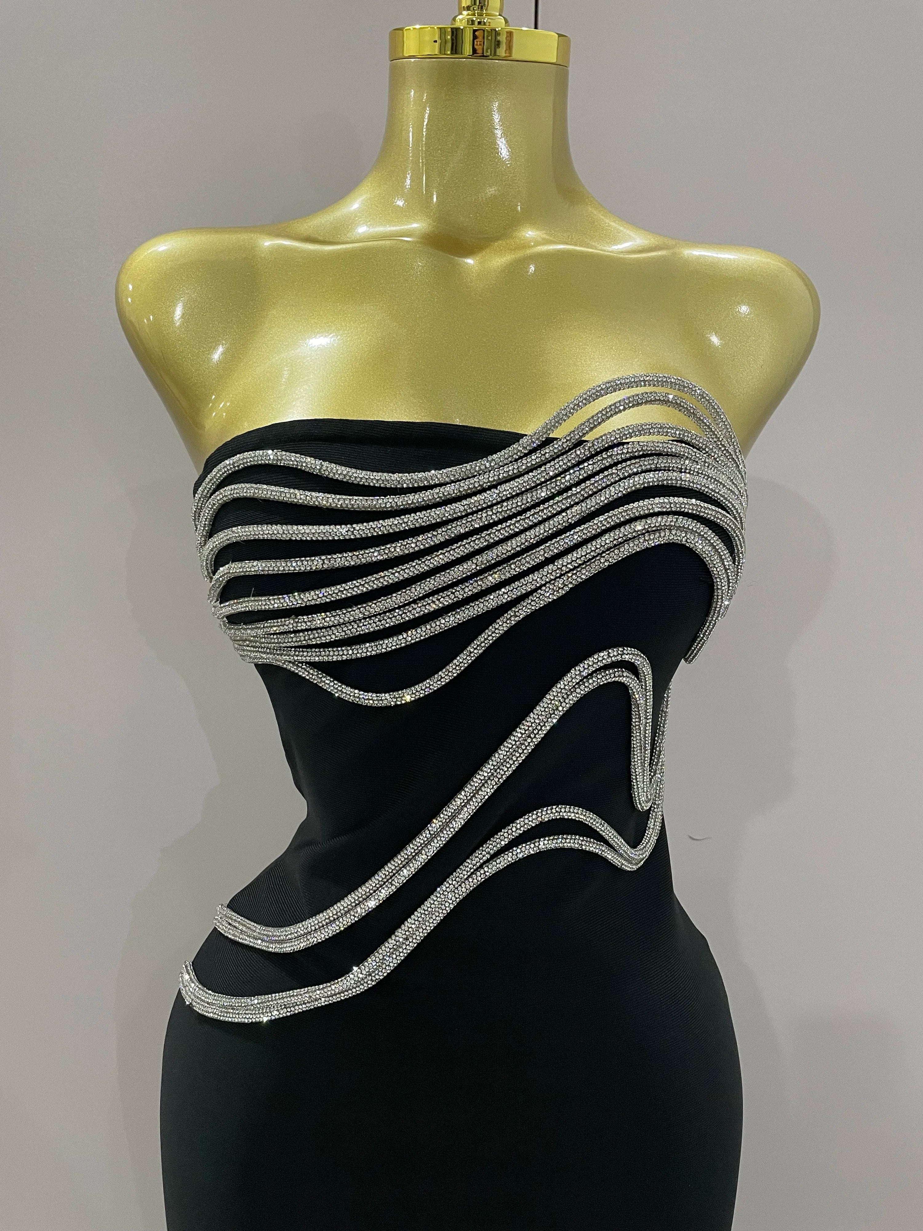 Zara Diamond-Line Strapless Bandage Maxi Dress