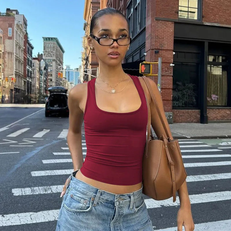 Nadia Square-Neck Bodycon Crop Tank Top One-piece