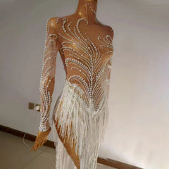 Aria Crystal Fringe Illusion maxi dress One-piece