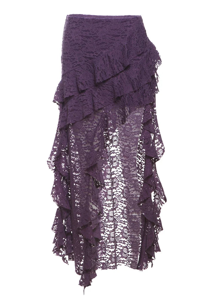 Isolde Tassel Lace Asymmetrical Maxi Skirt One-piece