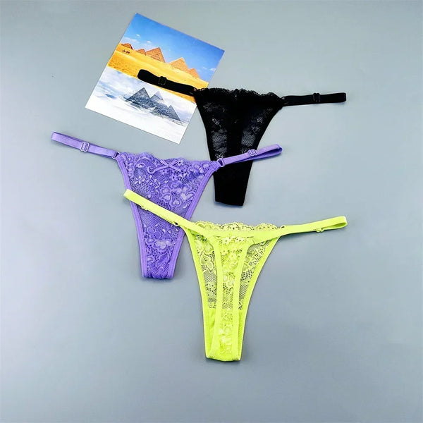 Celestine Adjustable Lace Thong Pack Lingerie 3-piece