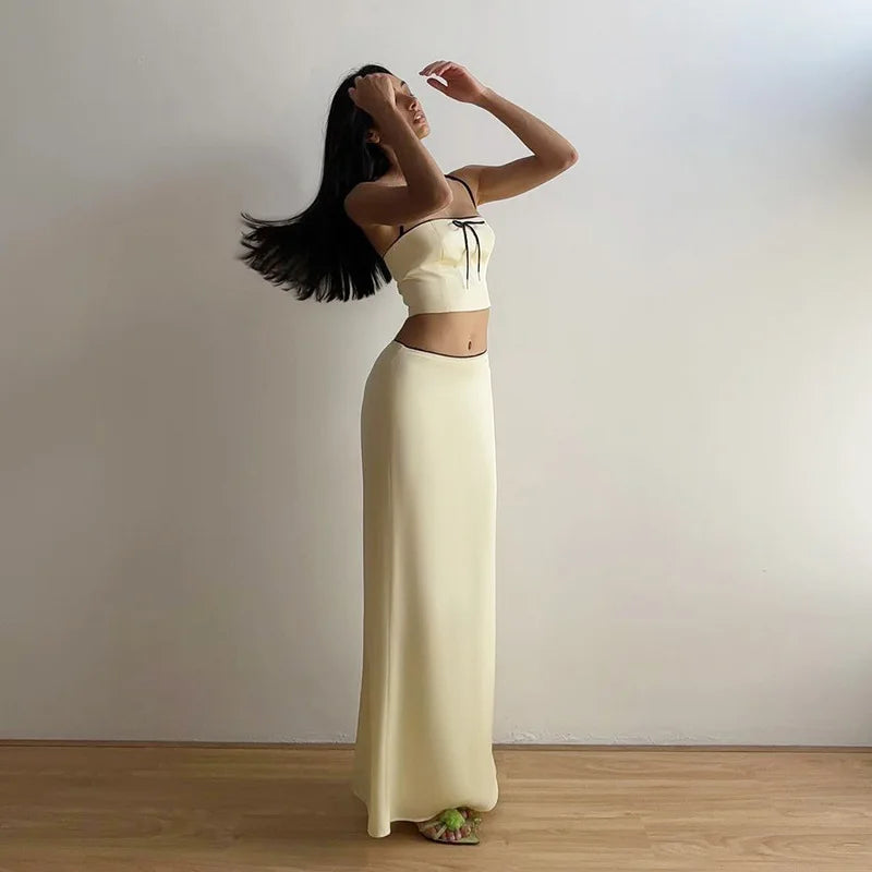 Liana Satin Cami Maxi Skirt Set Two-piece