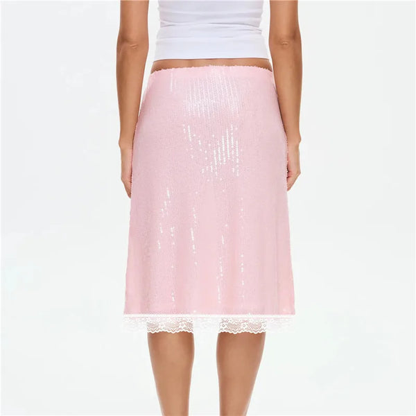 Rosamund Sequin Lace-Trim Pencil Mini Skirt One-piece
