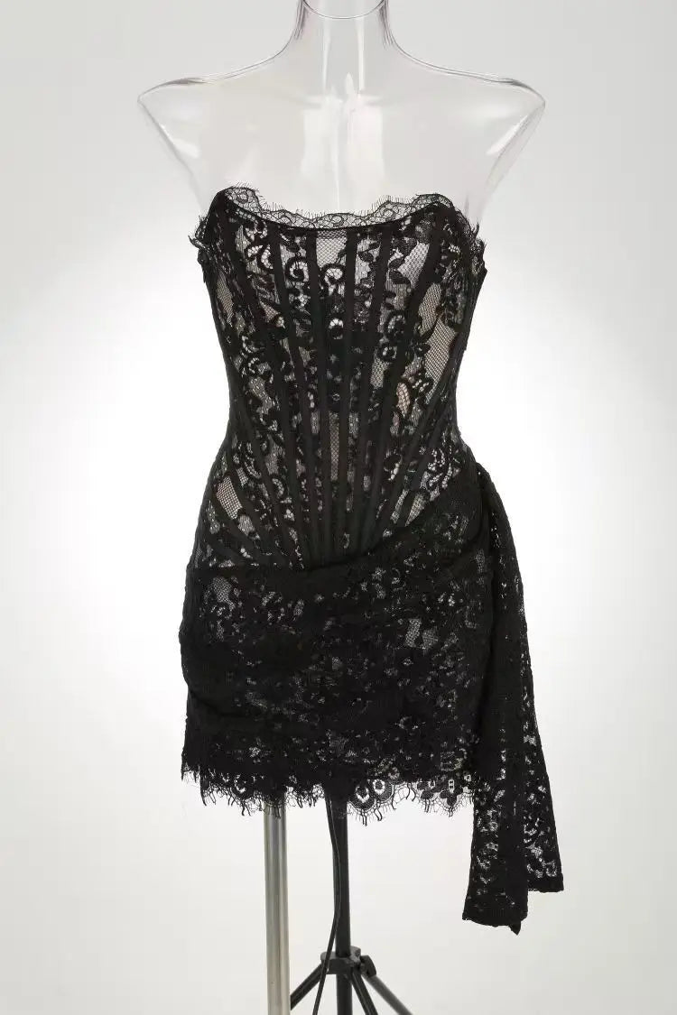 Camille Strapless Lace-Up Mini Dress