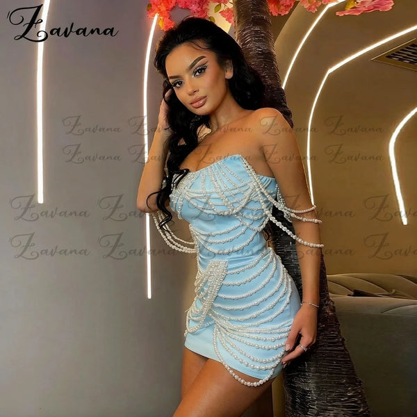 Odessa Beaded Scoop-Neck Homecoming Mini Dress