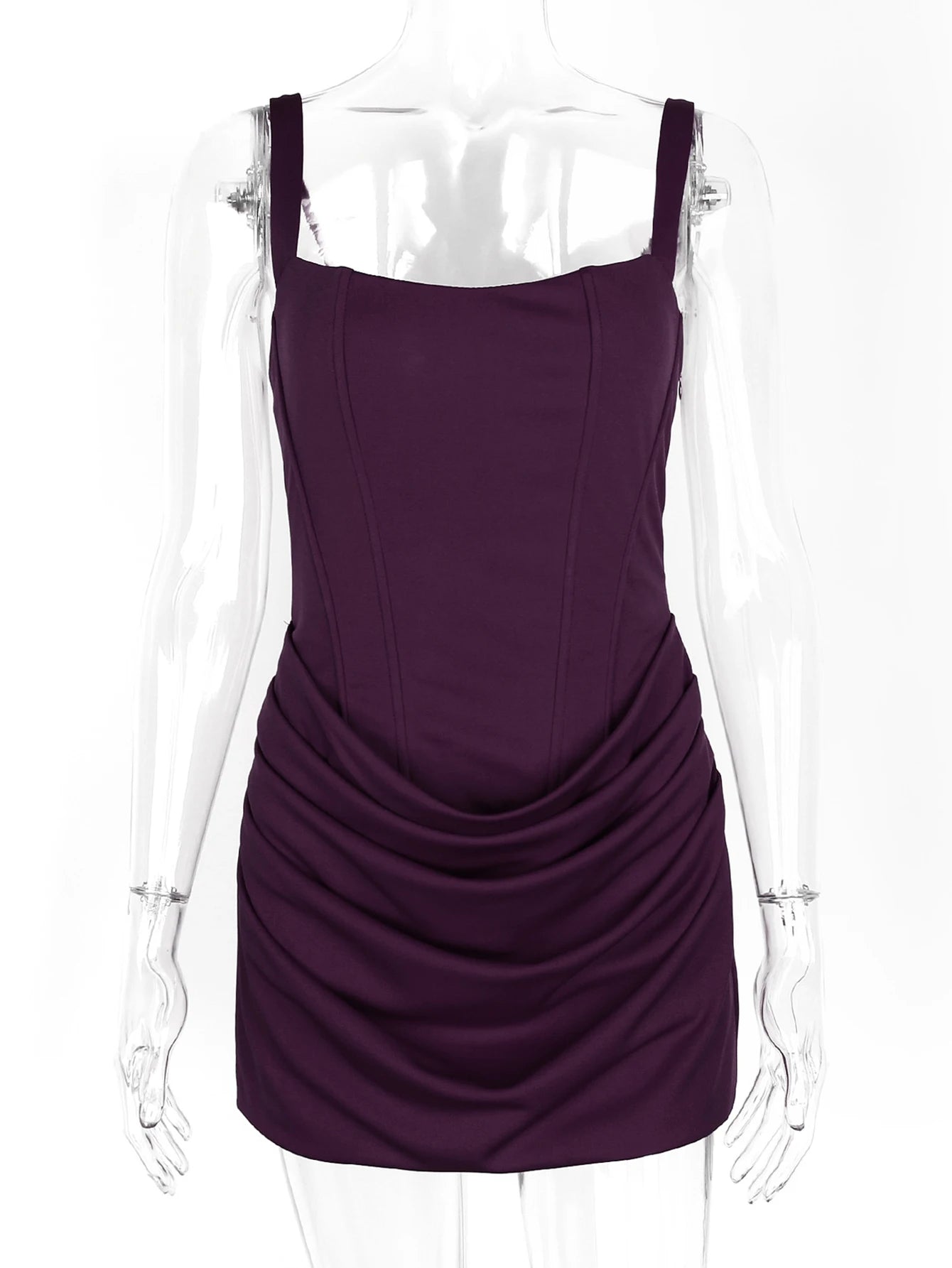 Alina Ruched Backless Spaghetti-Strap Mini Dress