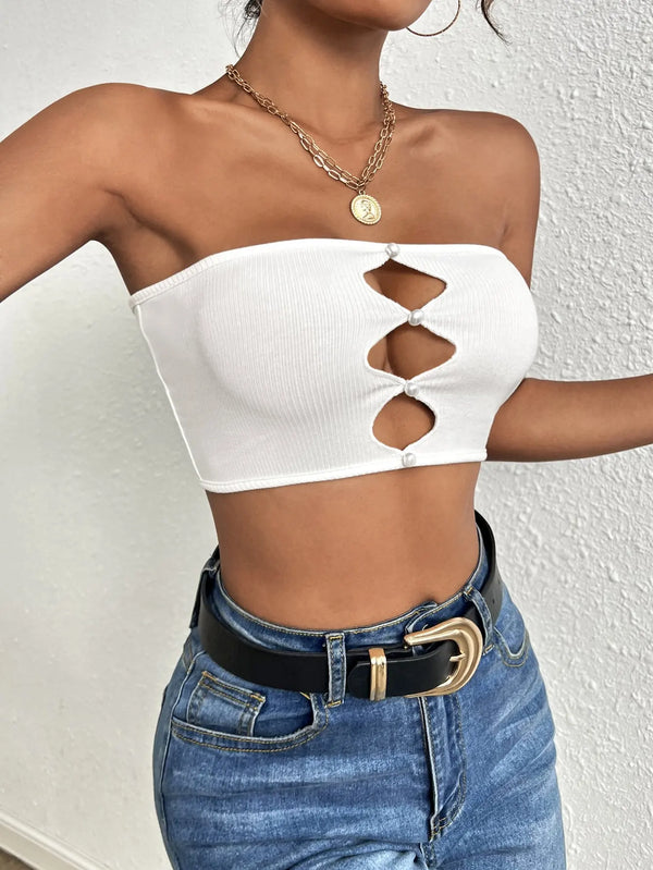 Aria Pearl Cutout Tube Top One-piece