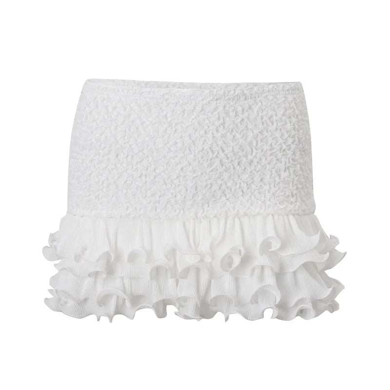 Elowyn White Lace Off-Shoulder Mini Skirt Set Two-piece