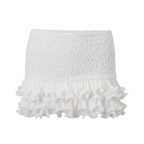 Elowyn White Lace Off-Shoulder Mini Skirt Set Two-piece