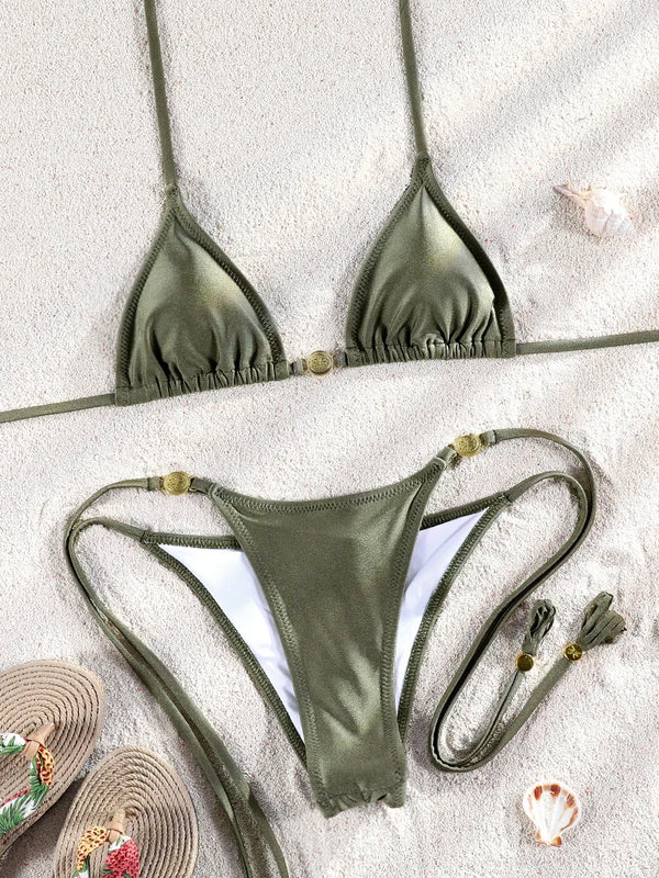 Scarlet Printed High-Waist Bikini Three-piece