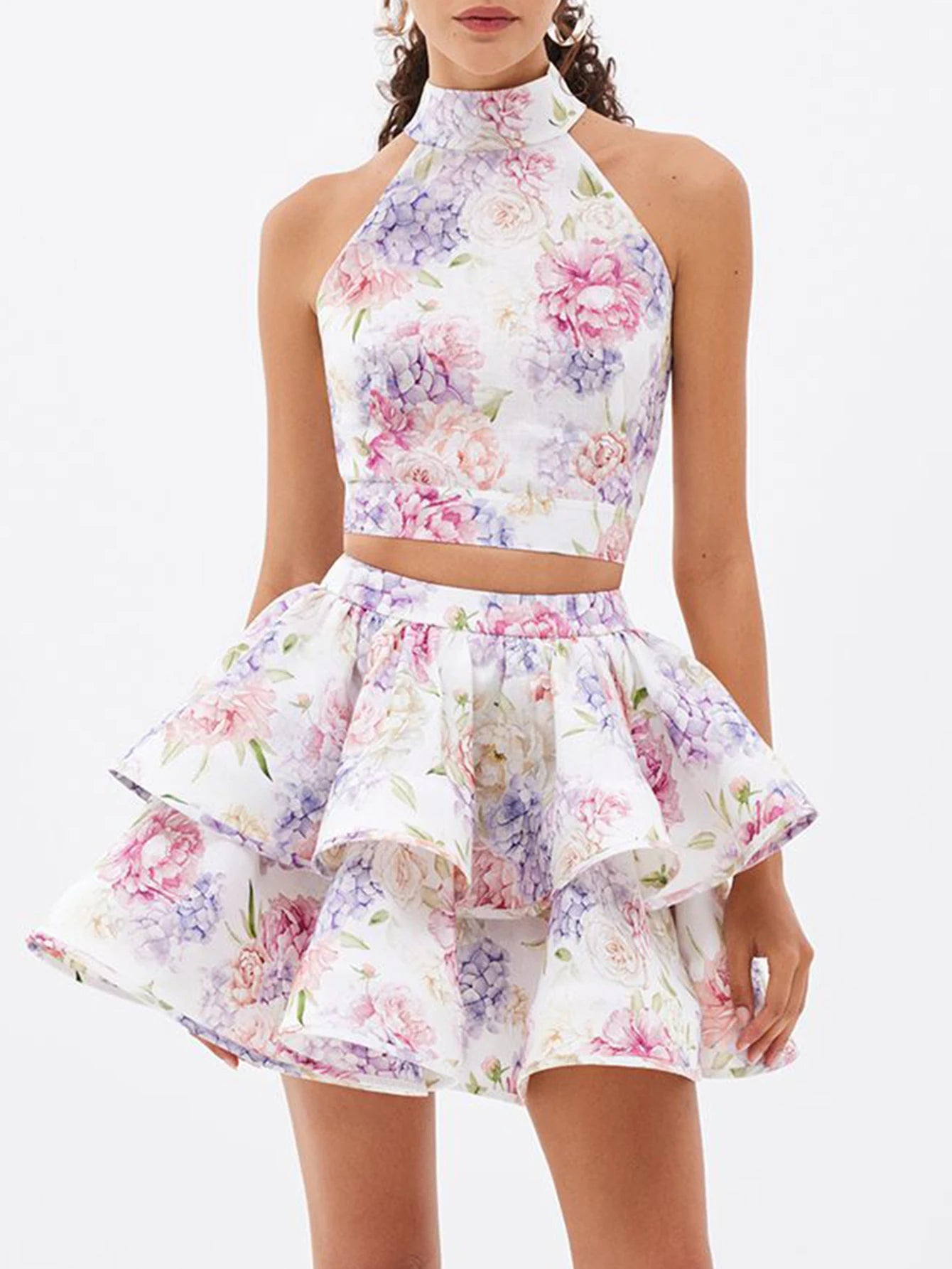 Floriane Floral Bow Backless Slip Mini Dress