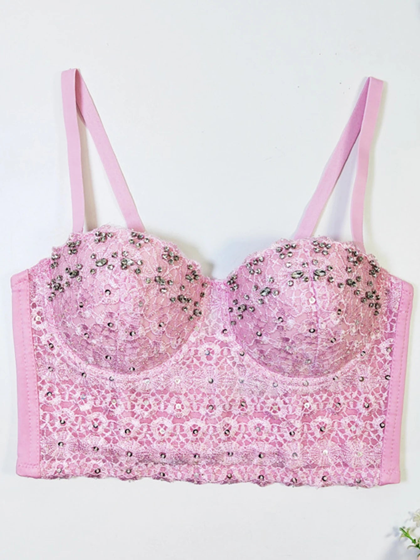 Sexy see through lace corset crop top women clothing summer cropped bustier bra halter tank top rhinestone club party tube tops