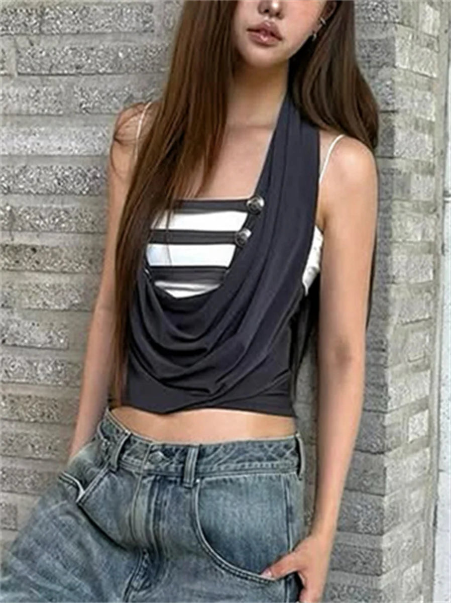 Draper Cowl-Neck Halter Vest Top One-piece