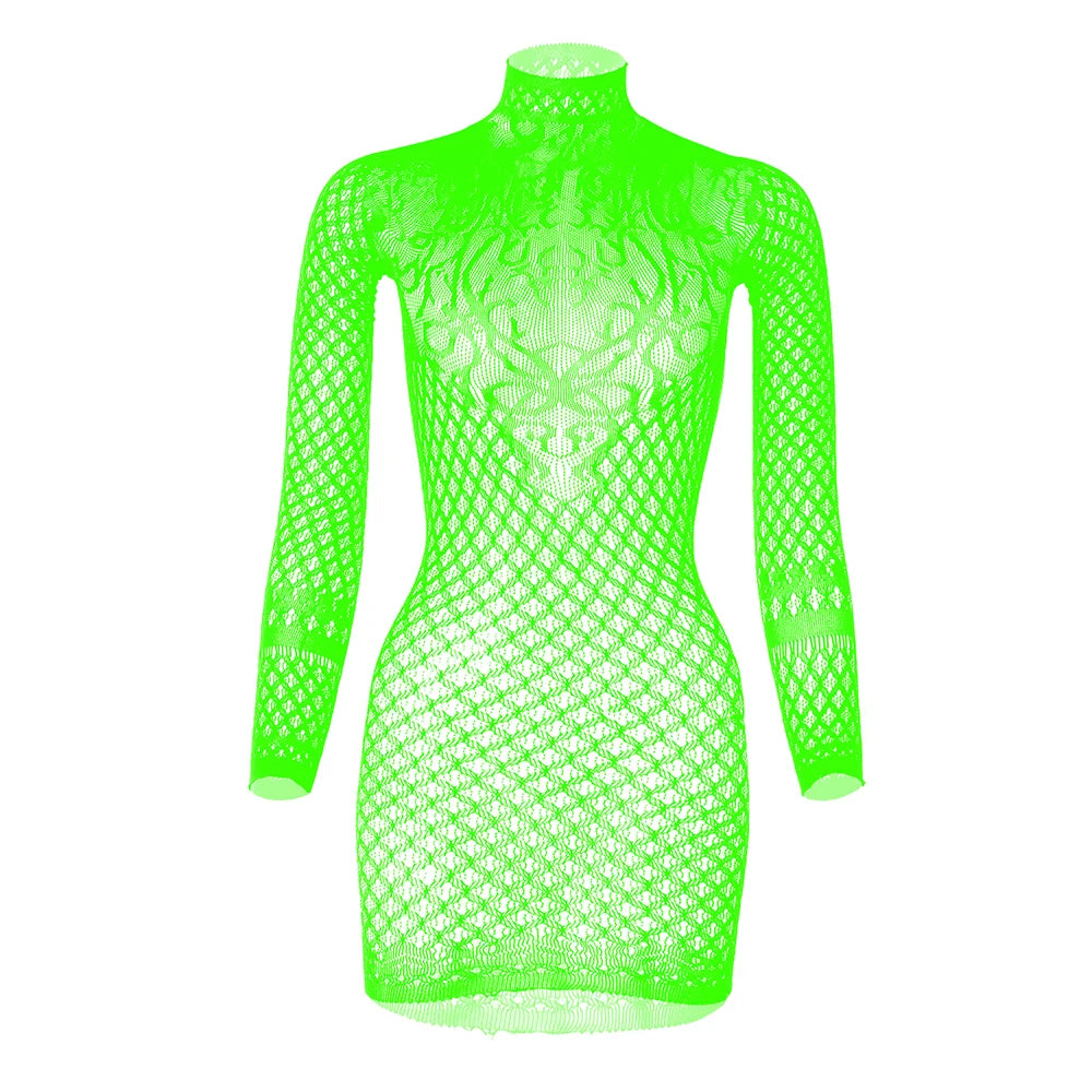 Serafina Multi-Style Fishnet Hollow-Out Bodycon Lingerie Mini Dress
