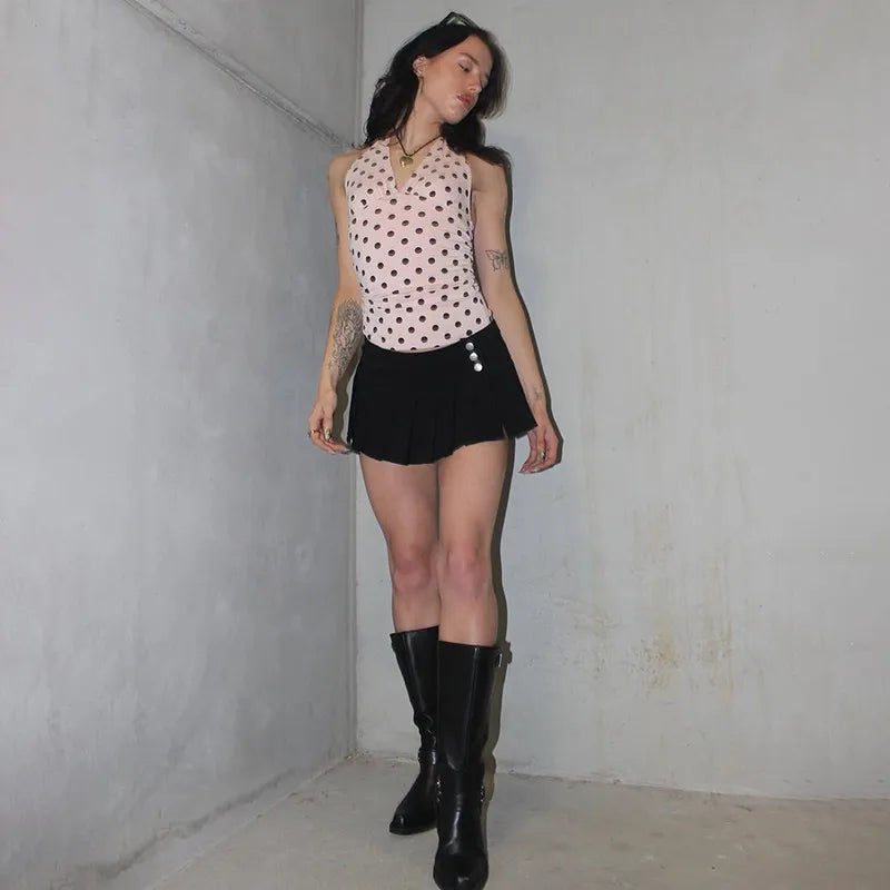 Sophie Mocha Polka Dot Halter Top