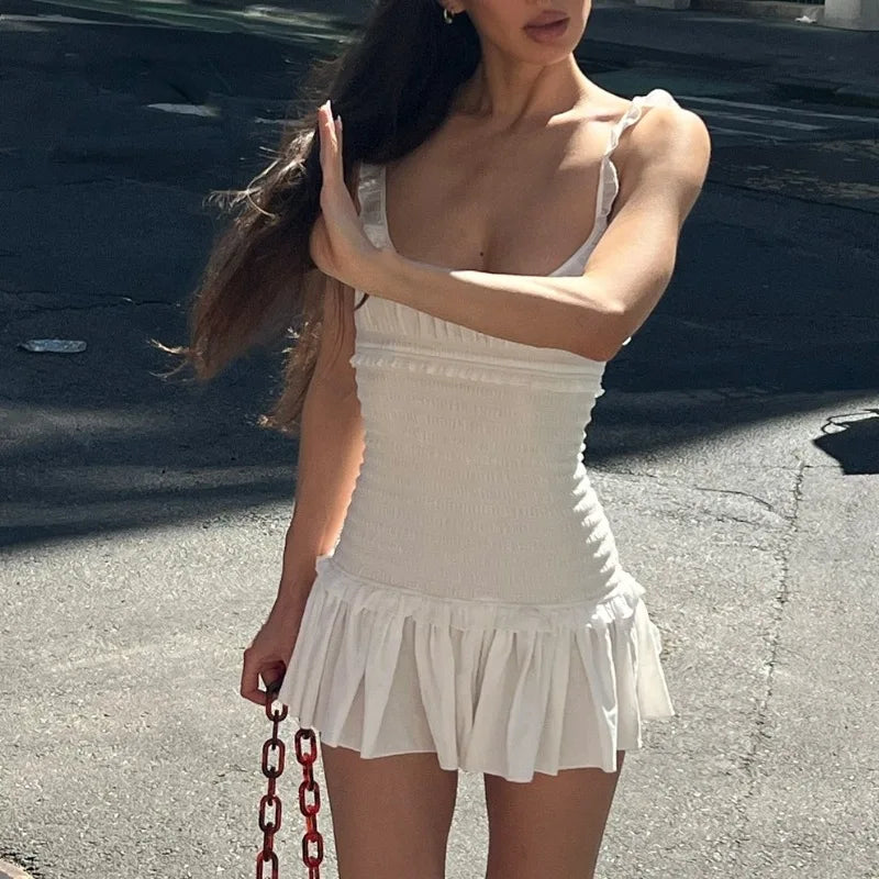 Elara Pleated U-Neck Bodycon Mini Dress Main image