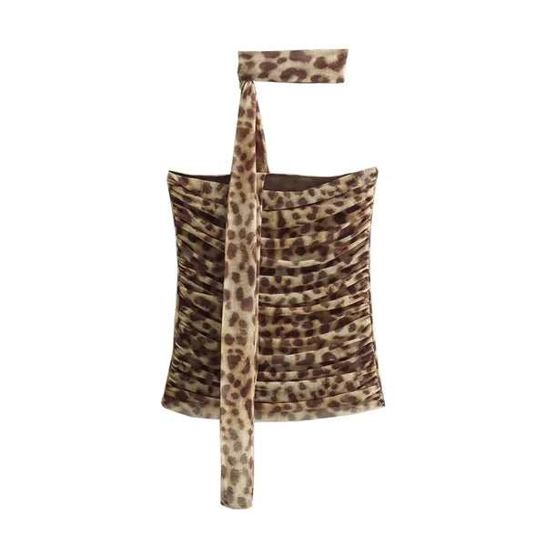 Nahara Leopard Ruched Bandeau Top & Midi Skirt Separates