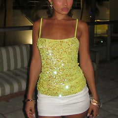 Sienna Sunshine Sequin Spaghetti Strap Party Top