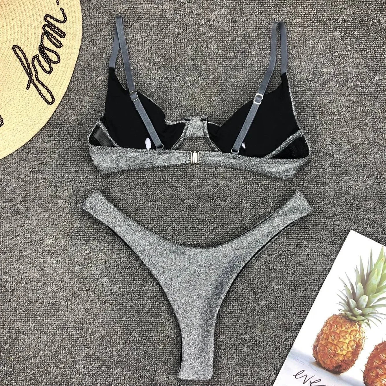Seraphina Silver Glitter Cutout Bikini Two-piece
