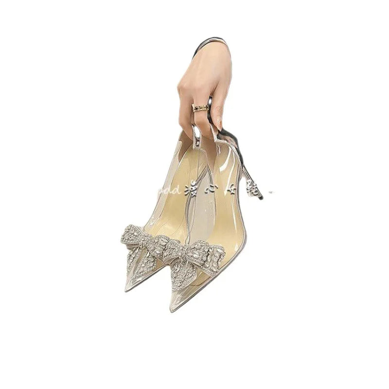Clarity Rhinestone-Bow Clear Sandals