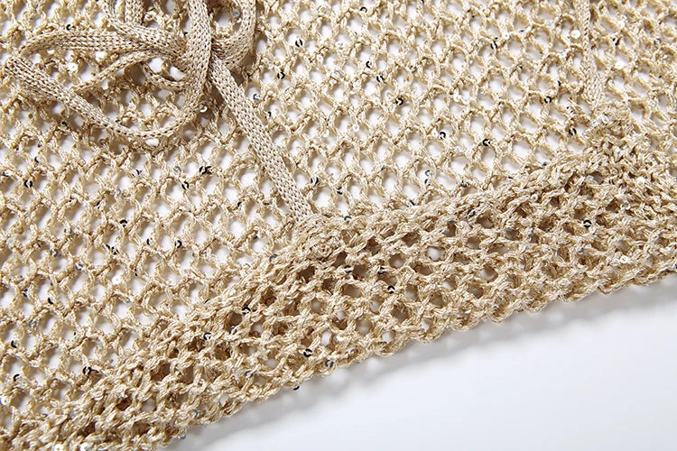 Aria Golden Glow Halter Knit Party Top