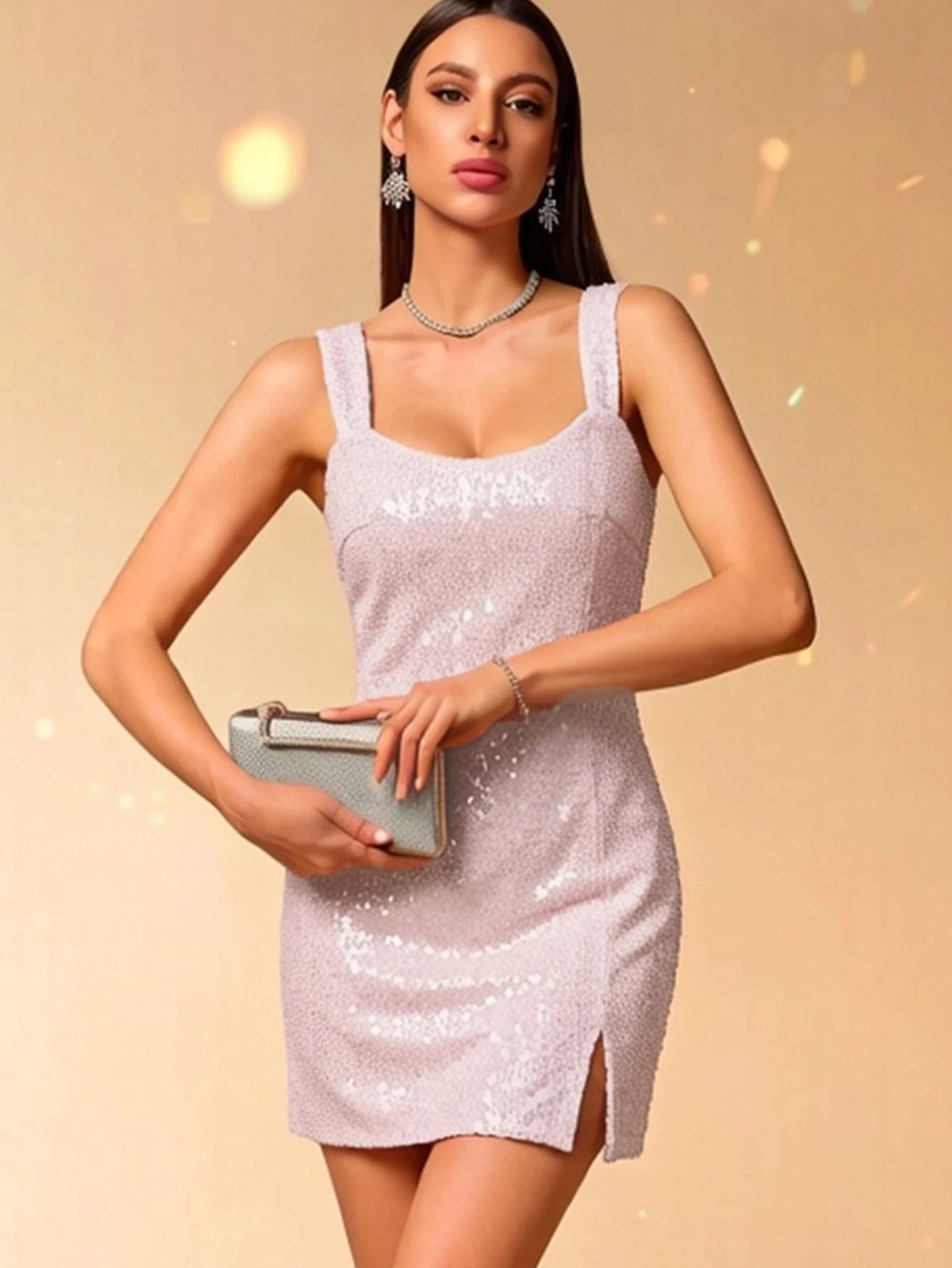 Evangeline Sequin Backless Bodycon Mini Dress