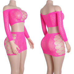 Velvet Eclipse Fishnet Rhinestone Lingerie Two-piece