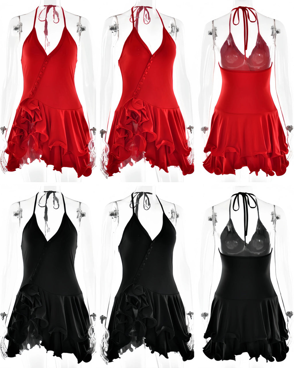 Aria Blush Ruffle Halter Mini Dress