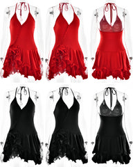 Aria Blush Ruffle Halter Mini Dress