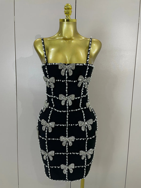 Felicity Pearl Bow Bodycon Mini Dress