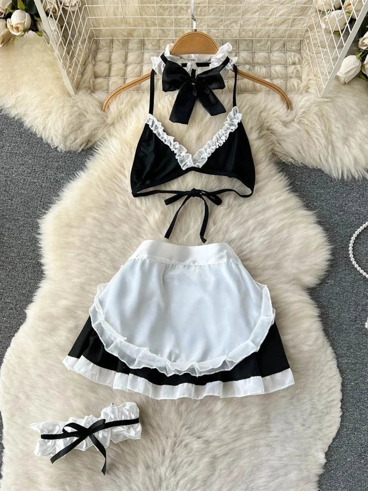 Bellamy Bow Lace-Up Lingerie Set