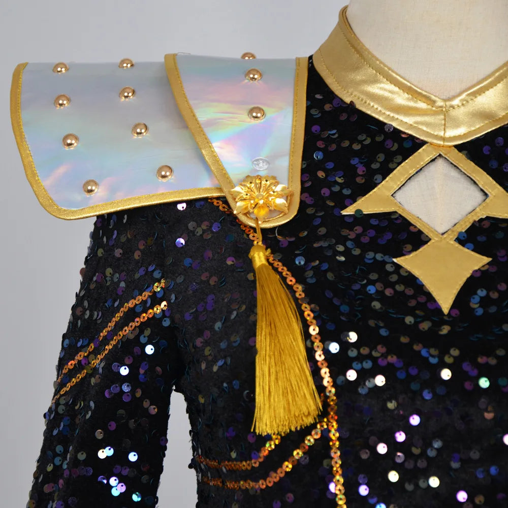 Aurelia Sequin Gold-Trim Idol Stage Costume Set (Kids' Sizes 110-150)