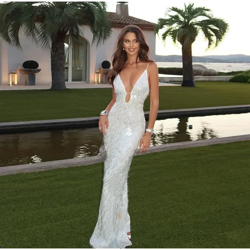 Seraphina Sequin V-Neck Maxi Dress