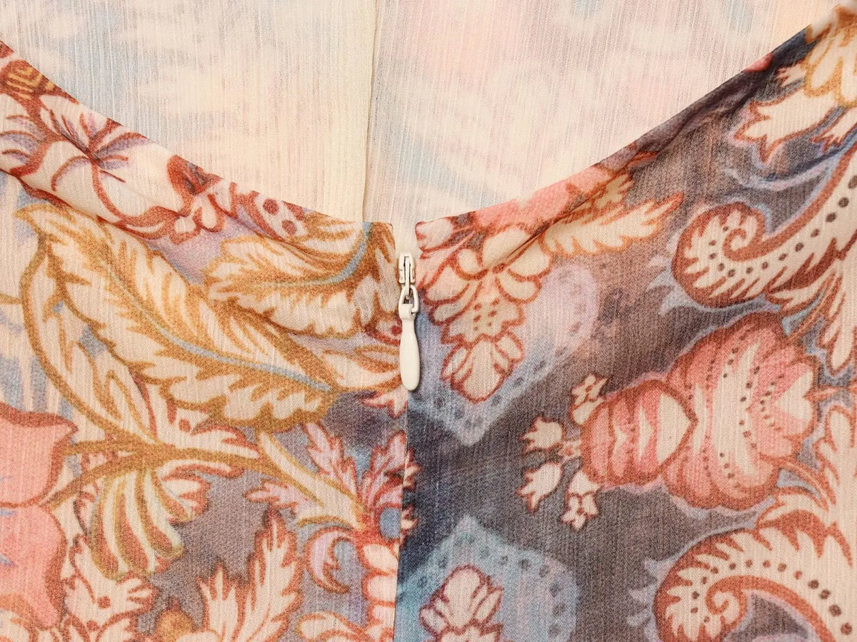 Solana Printed Halter Asymmetric Maxi Dress