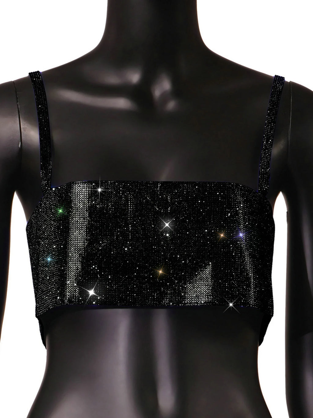 Celestia Multi-Color Rhinestone Halter Crop Top
