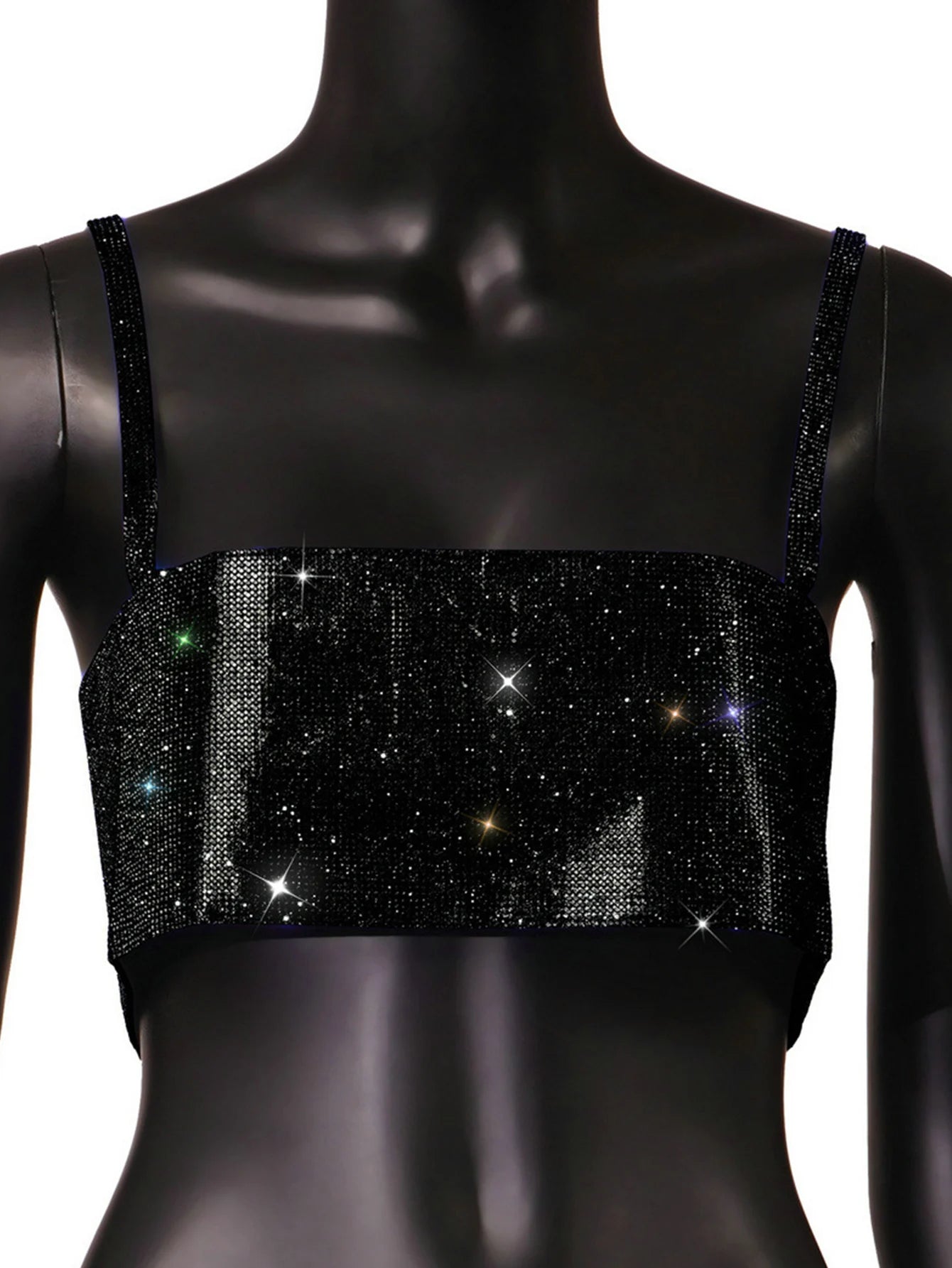 Celestia Multi-Color Rhinestone Halter Crop Top