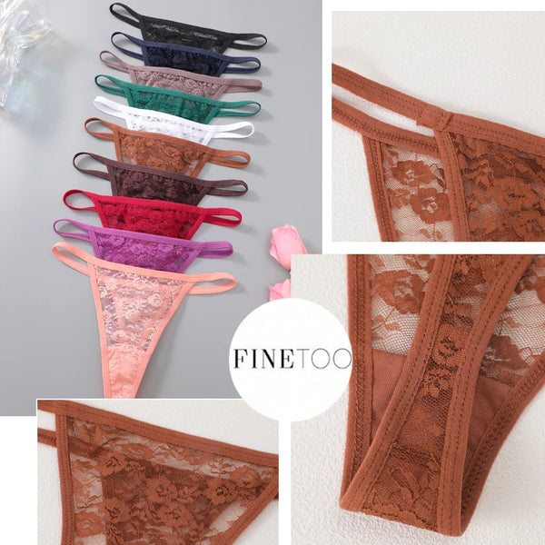 Amorette Lace Floral G-String Panty Pack Lingerie 7-piece