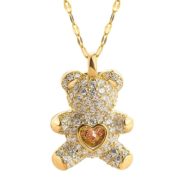 Teddy Crystal Bear Pendant Necklace