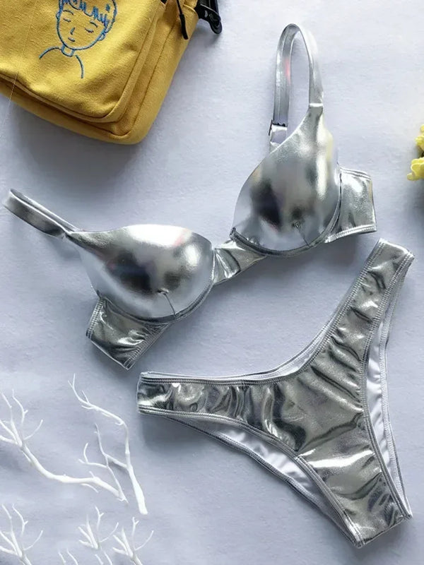 Vesper Faux-Leather Push-Up Bikini Two-piece