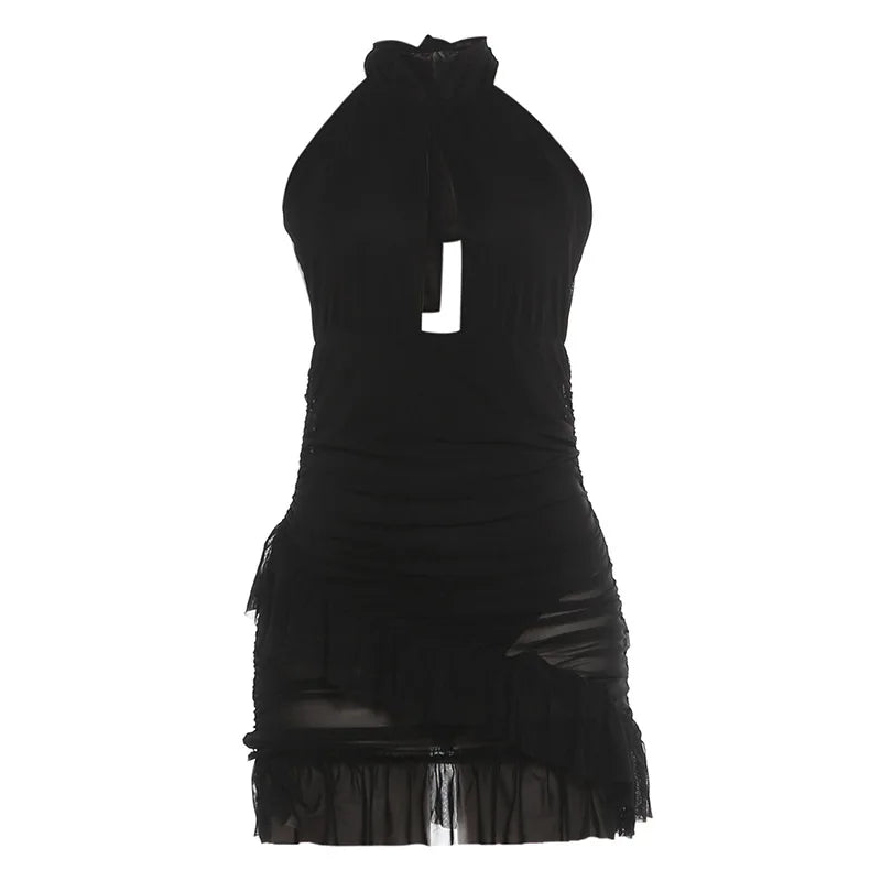 Noire Amour Sheer Halter Mini Dress