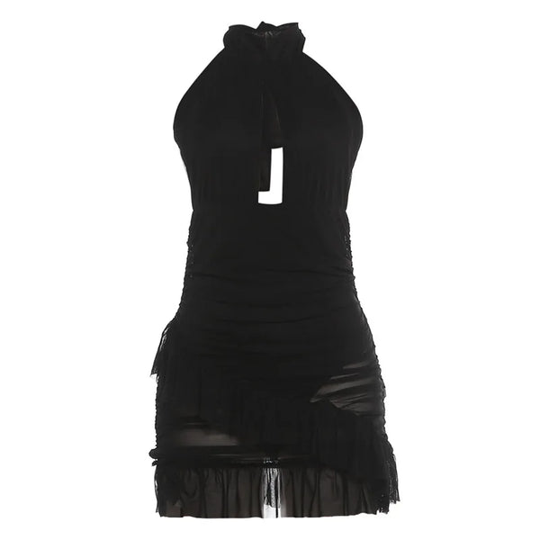 Noire Amour Sheer Halter Mini Dress